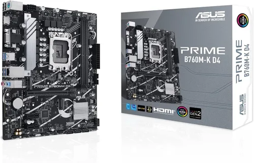 Vista 10 de ASUS - Placa base Prime B760M-A D4 Intel® B760 (LGA 1700)(13ª y 12ª generación) mATX, PCIe 4.0, 2 ranuras M.2, LAN 2.5Gb, DisplayPort, Dual HDMI