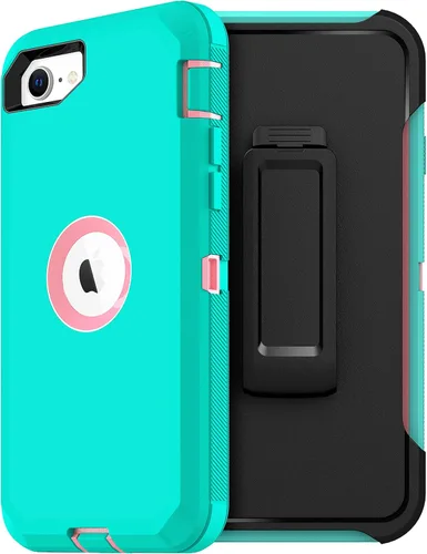 Vista 25 de MXX Funda diseñada para iPhone SE 2020/SE 2022, funda protectora resistente con protector de pantalla [3 capas] cubierta de protección de goma