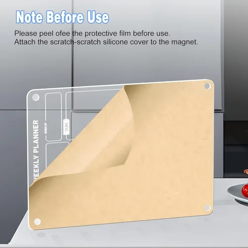 Vista 3 de Planificador Magnético de Comidas para Refrigerador de Cocina Tablero Transparente de Calendario Semanal de Menú Lista de Quehaceres, Lista