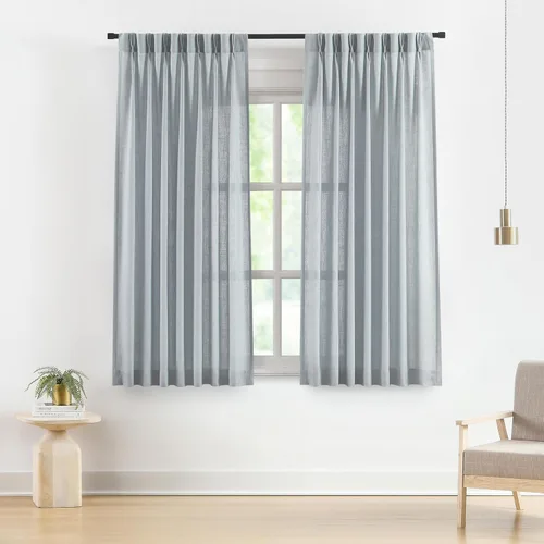 Vista 57 de Vision Home - Cortinas plisadas y semitraslúcidas con ganchos, mezcla de lino texturizado, filtran la luz, para sala, dormitorio, 2 paneles, 40 x 63