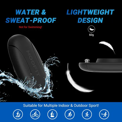 Vista 4 de moofit HR8 Heart Rate Monitor Chest Strap, Low Energy Real-Time Heart Rate Data Bluetooth 5.0/ANT+, Longer Communication Range, IP67 Waterproof