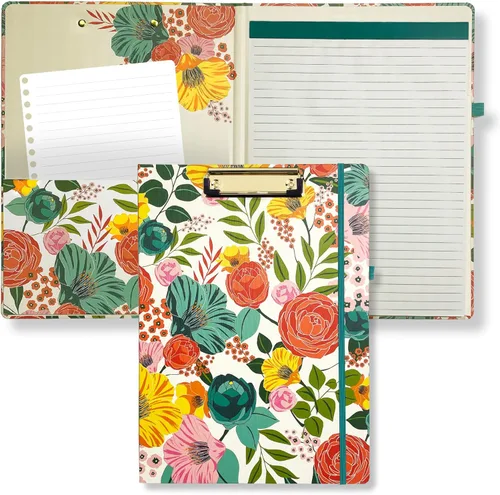 Vista 18 de Steel Mill & Co Lindo Portafolios de Carpeta con Bloc de Notas Rayado Rellenable y Bolsillo de Almacenamiento Interior, Portafolios en Blanco