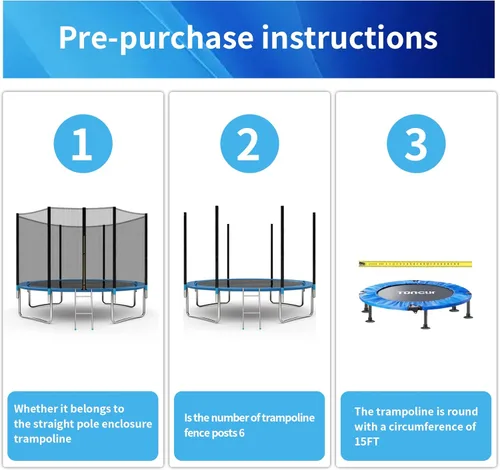 Vista 3 de Red de repuesto para cama elástica de 15 pies, 6 postes, red de seguridad de repuesto para cama elástica con alta resistencia al desgarro