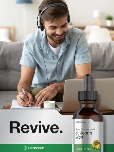 Vista 6 de Horbäach St Johns Wort Tintura 2 onzas líquidas Sin alcohol Extracto líquido vegetariano Suplemento sin OMG, sin gluten