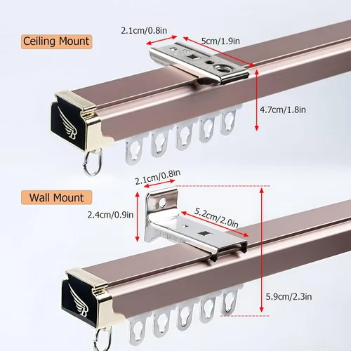Vista 5 de Heavy Duty Ceiling Curtains Track Aluminum Curtain Rail Silent Curtain Rod Sliding Rail Pole System Wall Mount Room Divider for Windows, RV, Camper