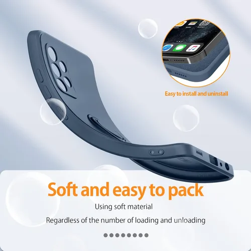 Vista 3 de Funda para Samsung Galaxy S23 Ultra, con soporte de anillo giratorio de 360° y correa de silicona líquida, delgada, a prueba de golpes, funda Azul