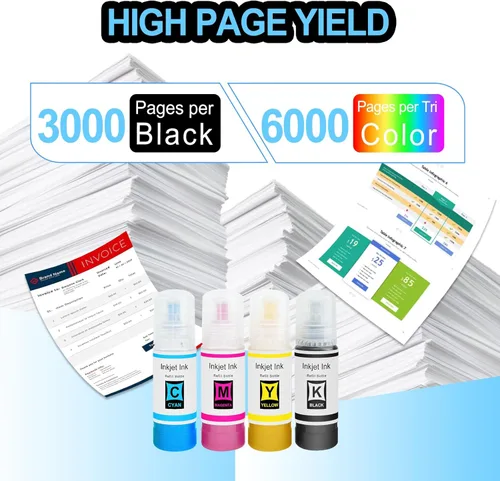 Vista 4 de greencycle Botella de tinta de repuesto 522 para tinta compatible con T522, funciona con impresoras ET-2803 ET-2800 ET-2720 ET-4800 ET-4700