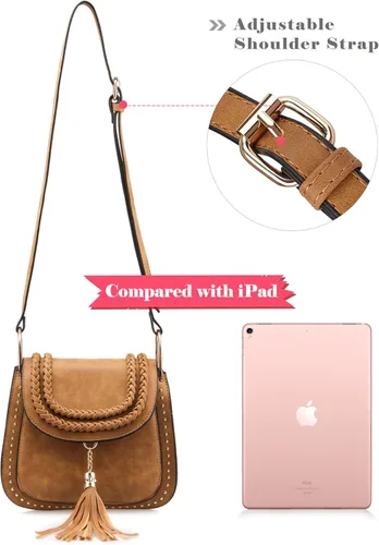 Vista 3 de Tom Clovers - Bolsos en bandolera para mujer, cartera de hombro clásica con borla, bolso para compras y viajes