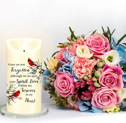 Vista 5 de Gerrii Velas Conmemorativas de Condolencia Regalos de Simpatía Velas LED Sin Llama de Cardenal para Pérdida de un Ser Querido Velas de Condolencia