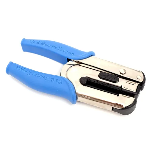 Vista 2 de We R Memory Keepers, Crop-A-Dile Power Punch, azul, para agujeros de 1/16 pulgadas, herramienta de álbum de recortes, compatible con la mayoría