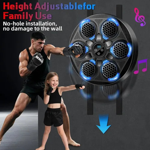 Vista 7 de Music Boxing Machine for Adults and Teens, Wall Mounted Bluetooth Smart Boxing Training Equipment with Gloves, Punching Target with Scoring Function