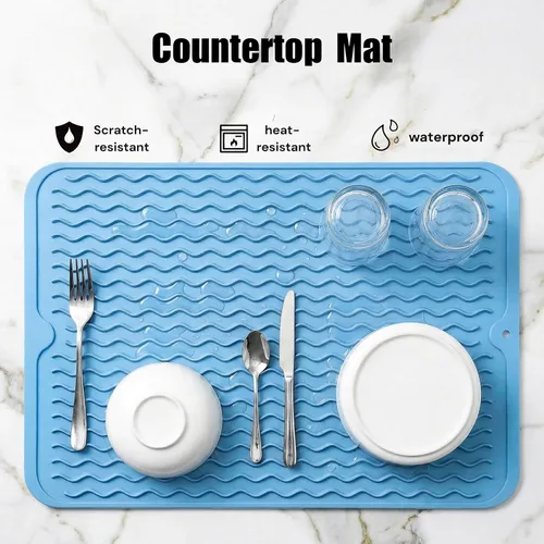 Vista 969 de MicoYang Alfombrilla de Silicona para Secar Platos de Múltiples Usos, Fácil de Limpiar, Ecológica, Alfombrilla de Silicona Resistente al Calor