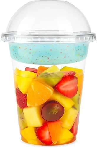 Vista 5 de Golden Apple, Vasos de plástico transparente de 2 onzas. Mini vasos desechables, vasos de chupito de plástico, vasos de fiesta de gelatina – 50