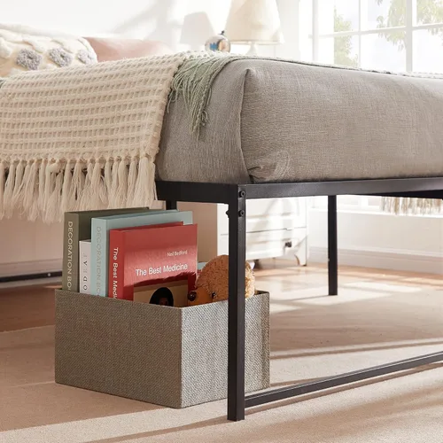 Vista 6 de VECELO Base de cama alta con plataforma metálica de 18 pulgadas, base de colchón, no necesita somier, soporte de listones de acero resistente