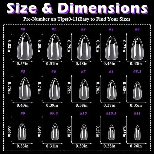 Vista 4 de LoveOurHome 750 puntas de uñas cortas de almendra, uñas postizas transparentes, uñas cortas de gel de almendra, uñas acrílicas de cobertura