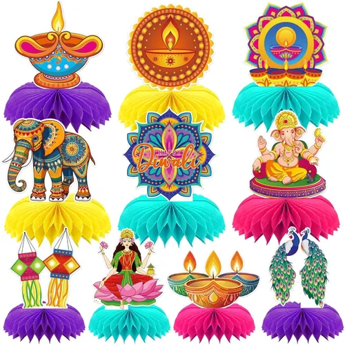 Vista 14 de Centro de mesa del 4 de julio, 10 piezas de centro de mesa patriótico, decoración de mesa para el Día de los Caídos, centros de mesa de panal azul