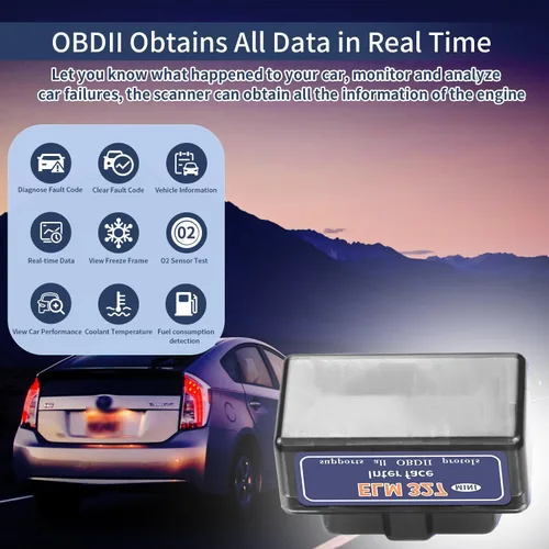 Vista 2 de ELM327 OBD2 Escáner Bluetooth Herramienta de diagnóstico de automóvil en tiempo real Mantenimiento diario, reparación de luz de control