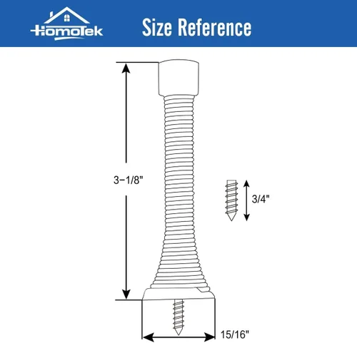 Vista 3 de HOMOTEK Paquete de 1 tope de puerta de resorte con parachoques de goma de 3-1/8", resorte flexible de servicio pesado, tope de puerta de pared