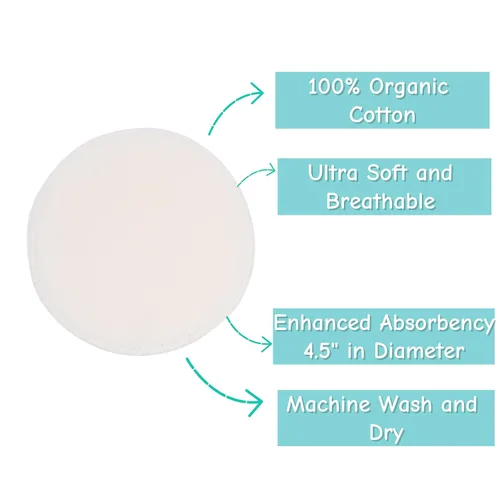 Vista 4 de TL Care Almohadillas de lactancia hechas con algodón orgánico, suaves, transpirables, absorbentes y lavables, color natural, 6