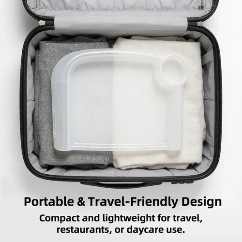 Vista 6 de Bandeja de comedor de plástico transparente compatible con silla de mesa rápida Ingle-sina para uso doméstico y restaurante, bandeja de alimentación