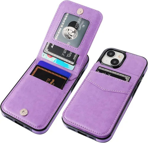 Vista 21 de KIHUWEY Compatible con iPhone 15 Funda Cartera con Soporte para Tarjeta de Crédito, Tapa de Cuero Premium con Cierre Magnético y Función Atril