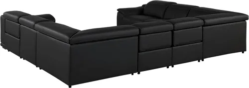 Vista 428 de BlackJack Furniture Venice - Sofá modular de cuero italiano de grano superior de 5 piezas con 3 reclinables eléctricos, reposacabezas ajustable