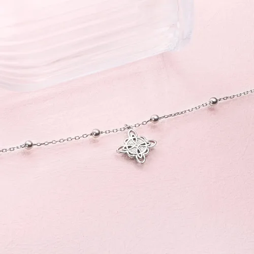 Vista 4 de Tobillera de plata de 925 para mujer chica para uso bohemio playa ajustable para regalo de cumpleaños