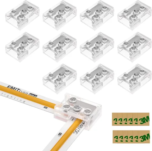Vista 14 de EMITEVER Conectores de tira LED de 0.394 pulgadas, 12 piezas, conector de esquina LED en forma de L, sin soldadura, cinta transparente sin