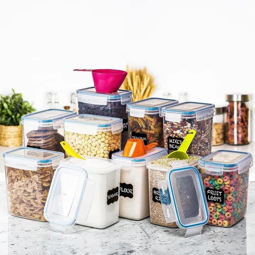 Vista 6 de Juego de 32 recipientes herméticos grandes para almacenamiento de alimentos, recipientes de plástico para cocina y despensa, sin BPA, tapas