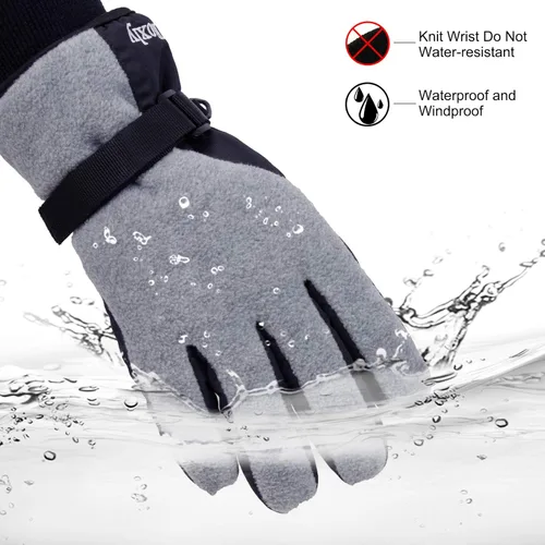 Vista 4 de Guantes de invierno impermeables a prueba de viento 3M con aislamiento, guantes de doble capa táctil de 3 dedos para hombres y mujeres