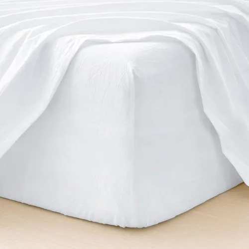 Vista 23 de MooMee Sábana bajera ajustable de solo 100% algodón lavado con textura parecida al lino, transpirable, duradera, suave, cómoda, bolsillo profundo