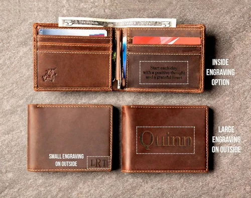 Vista 3 de Cartera delgada de cuero envejecida personalizada The Key Largo Wallet by Left Coast Original
