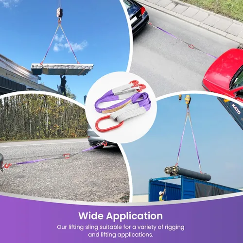 Vista 7 de 2 correas de elevación con ganchos, 3.3 pies, capacidad de 4409 libras, eslinga de brida de poliéster, correa resistente de dos patas para motores