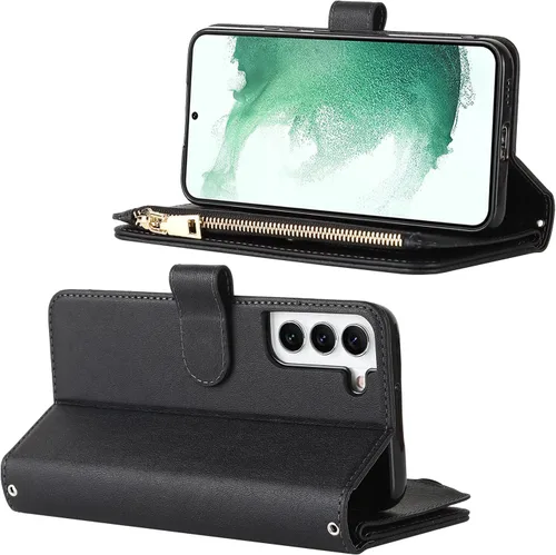 Vista 7 de iCoverCase para Samsung Galaxy S22 - Funda tipo cartera con soporte y bolsillos para tarjetas, funda de piel sintética con cierre magnético