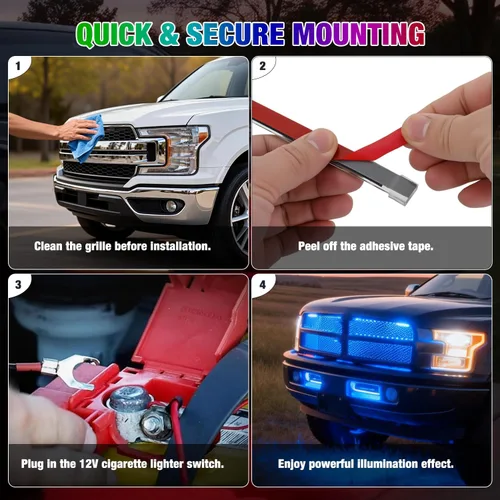 Vista 4 de Nilight Juego de 4 luces LED de 12 pulgadas, 72 luces LED RGB multicolor, con función activa de sonido y control remoto inalámbrico para coches