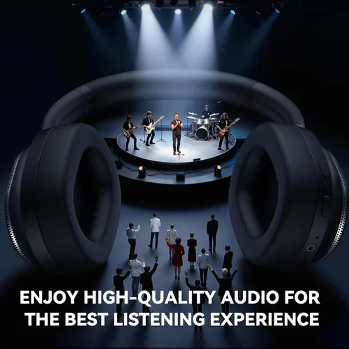 Vista 9 de Pointcinco Auriculares híbridos con cancelación activa de ruido, auriculares inalámbricos Bluetooth 6.0 sobre la oreja, tiempo de reproducción de 50