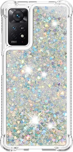 Vista 102 de Funda de silicona transparente con purpurina para Xiaomi Redmi A1 Bling Liquid Clear Star Heart Silicone Bumper a prueba de golpes, funda