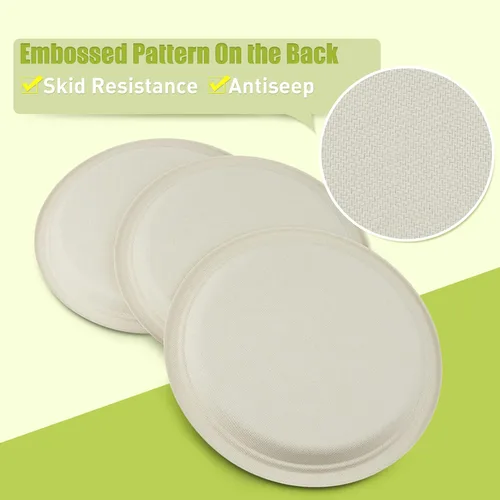 Vista 24 de Green Earth, Platos compostables de 10 pulgadas, 125 unidades, fibras de bambú naturales, vajilla diaria – biodegradable – Desechable forma ovalada