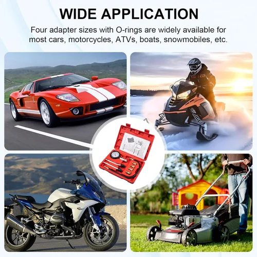 Vista 6 de Clatoon kit de probador de compresión de cilindro de motor de 8 piezas, medidor de herramientas automotrices de compresión de motor pequeño 0-300PSI