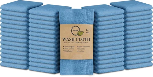 Vista 10 de Softolle Paquete de 24 paños 100 % algodón (12 x 12 pulgadas), suaves, altamente absorbentes, toallas para la cara, paños de lavado para la cara