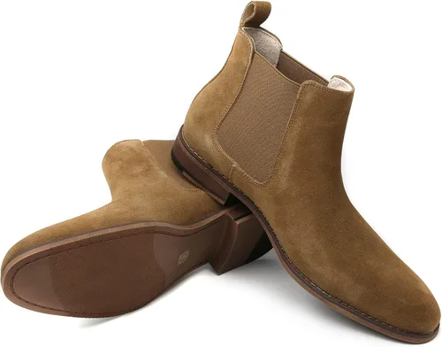 Vista 5 de Cestfini Botas Chelsea para hombre, botas de vestir casuales de gamuza, cómodas, Oxford, botas chukka al tobillo para hombres