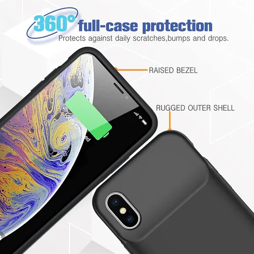 Vista 5 de Funda de batería para iPhone Xs Max, 10000 mAh, delgada, portátil, funda protectora de carga compatible con XS Max (6.5 pulgadas) con Carplay