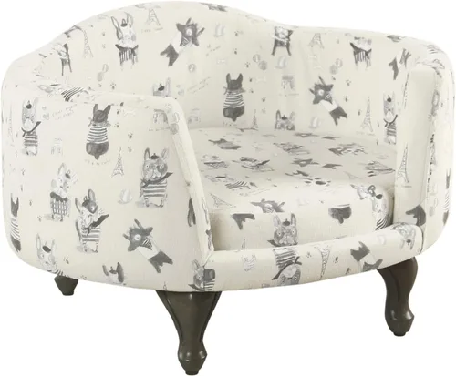 Vista 10 de HomePop Curved Upholstered Pet Bed – Luxury Round Cat & Dog Bed, Blue Velvet Pet Furniture