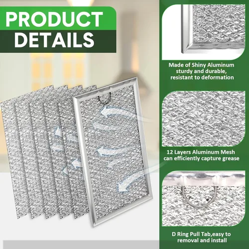 Vista 3 de 6 Pack Microwave Filter Replacement 7.64 x 5.1 Inch Microwave Oven Grease Filter for Kitchen Air Entering over the Range Oven Stove Compatible with