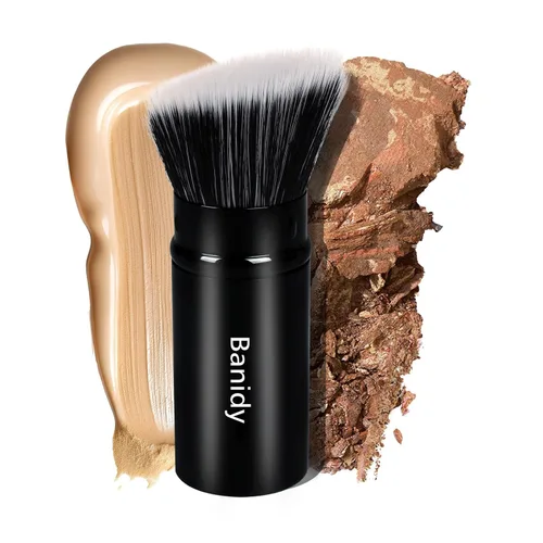 Brocha de maquillaje, Brocha Kabuki retráctil Banidy para base, Brocha para polvo, colorete, bronceador, pulido, líquido, crema