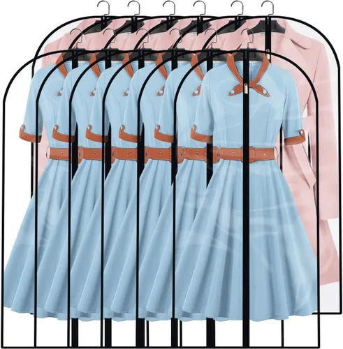 Vista 13 de Bolsas transparentes para colgar ropa de viaje (juego de 6) bolsas de traje para almacenamiento de ropa, bolsas de almacenamiento de ropa, funda