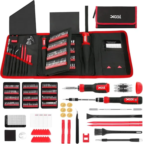 XOOL Juego de destornilladores de precisión 200 en 1, kit de herramientas de reparación de electrónica con destornillador magnético de 164 puntas