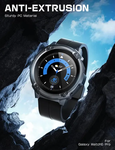 Vista 4 de SUPCASE Unicorn Beetle - Funda protectora resistente para Galaxy Watch 5 Pro de 1.772 in (2022), con 2 protectores de pantalla (negro)