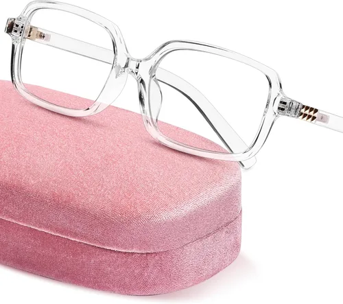 Vista 9 de livho Blue Light Glasses for Women – Y2K Aesthetic Frame with Blush Pink Case, 90s Vibe for Screen Time Blue Light Blocking