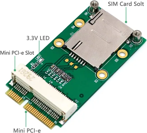 Vista 3 de HLT Adaptador Mini PCI-E con ranura para tarjeta SIM